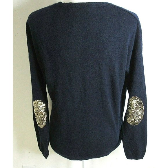 WYSE LONDON Navy Cashmere w/Gold Sequins Sweater - Picture 4 of 6